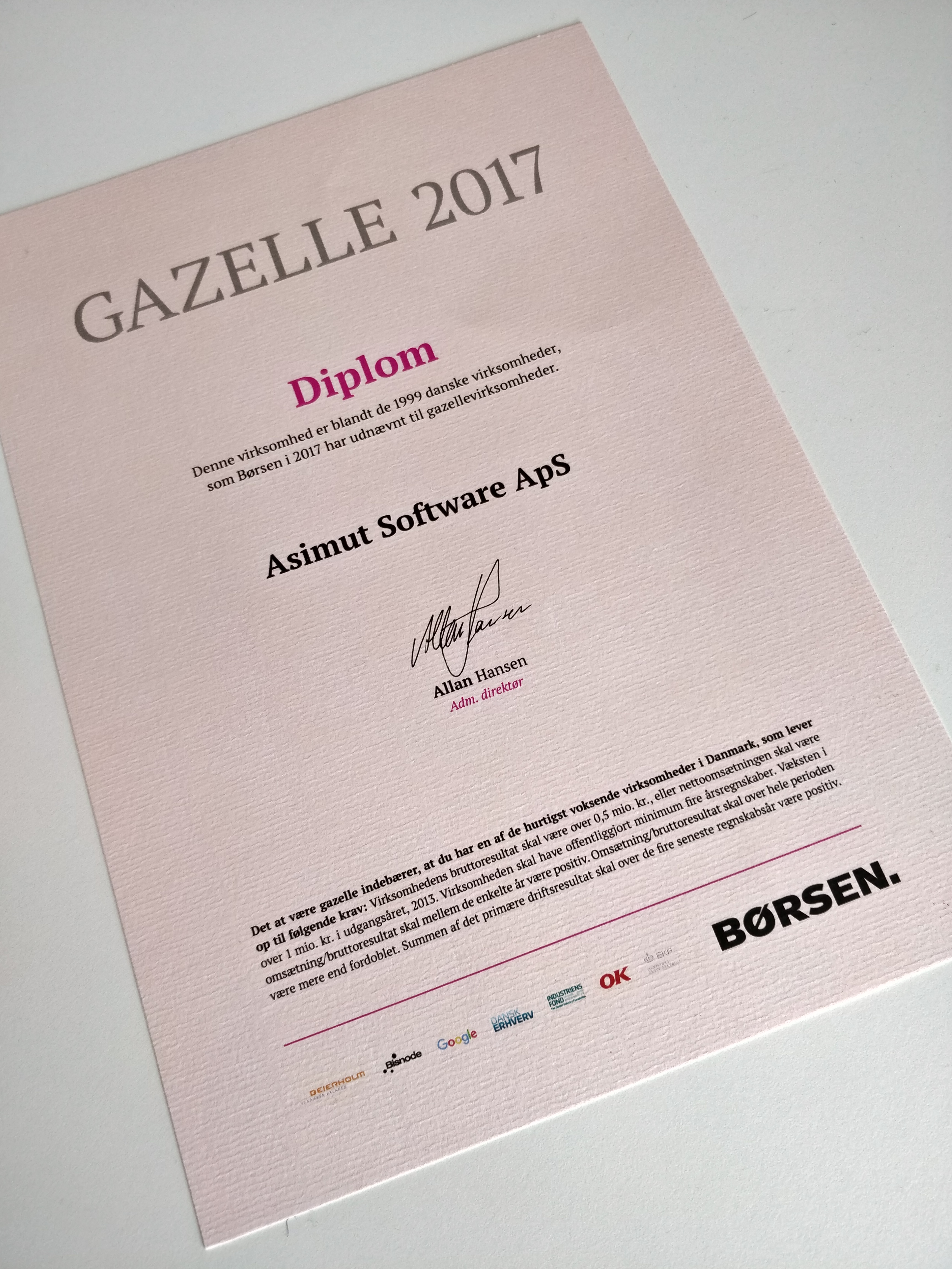 The Gazelle Diploma for ASIMUT software